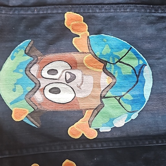 Bluey denim Jacket Bingo size 2T unisex hand painted - Picture 2 of 5